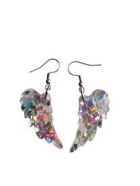 (4)Multicolor Angel Wing Dangle Earrings - Women Jewelry resin